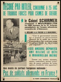 2d255 PAS DE SOLDATS ALLEMANDS EN FRANCE 24x32 French political campaign 1960 officer decorated by Hitler