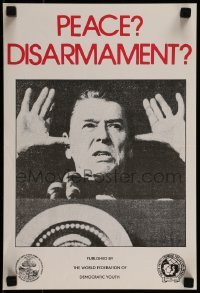 2d609 PEACE DISARMAMENT 11x16 special poster 1980s Ronald Reagan with his thumbs in his ears