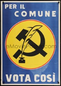 2d201 PER IL COMUNE VOTA COSI 28x40 Italian political campaign 1950s vote for communism