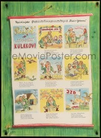 2d223 PISEN O HODNEM KULAKOVI 24x33 Czech special poster 1953 cartoon art of man behaving badly