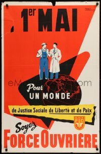 2d227 POUR UN MONDE 26x40 French political campaign 1950s Force Ouvriere