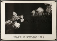 2d567 REVOLUTIONS OF 1989 20x28 French special poster 1989 flowers handed to police in Prague