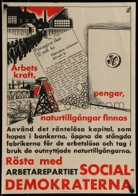 2d068 ROSTA MED ARBETAREPARTIET SOCIALDEMOKRATERNA 11x16 Swedish political campaign 1930s factory