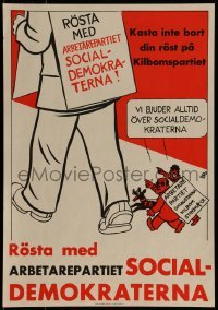 2d071 ROSTA MED ARBETAREPARTIET SOCIALDEMOKRATERNA 11x16 Swedish political campaign 1930s placard