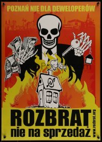 2d840 ROZBRAT NIE NA SPRZEDAZ 17x24 Polish special poster 2008 skeleton over house, no squatting