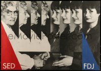 2d425 SED FDJ 23x32 East German special poster 1984 image of older and younger women meeting