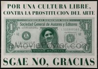 2d848 SGAE NO GRACIAS 17x24 Spanish special poster 2000s SGAE protest, dollar bill parody image