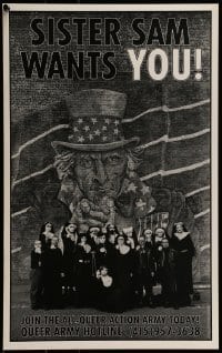 2d727 SISTER SAM WANTS YOU 14x23 special poster 1992 all-queer action army, Uncle Sam, male nuns