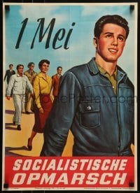 2d219 SOCIALISTISCHE OPMARSCH 16x22 Belgian political campaign 1958 Jan Luyten art of people walking