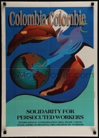 2d610 SOLIDARITY FOR PERSECUTED WORKERS 19x27 special poster 1980s Vladimir Mosquera art