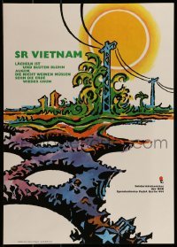 2d313 SR VIETNAM 16x23 East German special poster 1978 landscape flourishes with powerlines