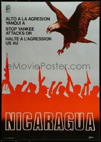 2d644 STOP YANKEE ATTACKS ON NICARAGUA 19x27 Cuban special poster 1985 artwork by Alberto Blanco