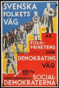 2d075 SVENSKA FOLKETS VAG 23x35 Swedish special poster 1934 art of past Swedish leaders