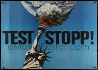 2d452 TEST STOPP 23x32 East German special poster 1986 nuclear, Parche art of Statue of Liberty
