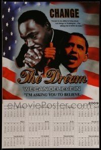 2d933 DREAM WE CAN BELIEVE IN 12x18 special poster 2009 Barack Obama and Martin Luther King Jr.