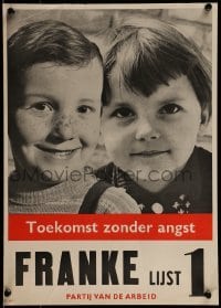2d254 TOEKOMST ZONDER ANGST 13x18 Dutch political campaign 1960s Labour Party, smiling children
