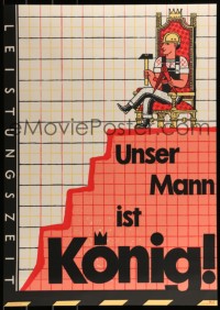 2d432 UNSER MANN IST KONIG 23x32 East German motivational poster 1985 Harold Lairsch art