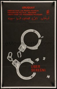 2d622 URUGUAY LIBER SEREGNI 17x27 Cuban special poster 1980 Rafael Enriquez art of handcuffs