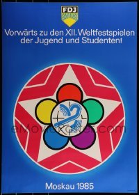 2d423 VORWARTS ZU DEN XII WELTFESTSPIELEN DER JUGEND UND STUDENTEN East German poster 1984 FDJ