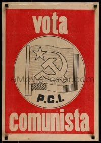 2d199 VOTA COMUNISTA 17x24 Italian political campaign 1950s PCI, art of the communist flag