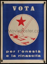 2d192 VOTA PER L'ONESTA E LA RINASCITA 17x23 Italian political campaign 1950s arrow and a red star