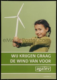 2d854 WIJ KRIJGEN GRAAG DE WIND VAN VOOR 12x17 Belgian political campaign 2003 girl & windmill