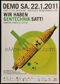 2d746 WIR HABEN GENTECHNIK SATT 17x24 German special poster 2000s image of corn with toxic symbol