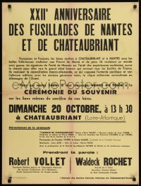 2d264 XXIIE ANNIVERSAIRE DES FUSILLADES DE NANTES ET CHATEAUBRIANT French political poster 1963