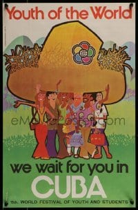 2d297 YOUTH OF THE WORLD WE WAIT FOR YOU IN CUBA 14x22 Cuban special poster 1978 Menede art