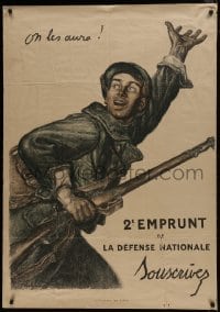 2d007 2E EMPRUNT 32x45 French WWI war poster 1916 Jules Abel Faivre art of soldier with gun