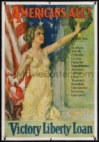 2d033 AMERICANS ALL linen 27x40 WWI war poster 1919 wonderful Howard Chandler Christy patriotic art