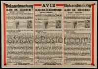 2d104 AVIS 10000 RM DE RECOMPENSE linen 26x38 Belgian WWII war poster 1941 Nazi hunt killers