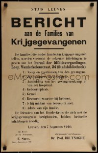 2d094 BERICHT AAN DE FAMILIES VAN KRIJGSGEVANGENEN 16x25 Belgian war poster 1940 Red Cross, POWs