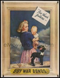 2d132 BUY WAR BONDS 29x37 WWII war poster 1943 A.E.O. Munsell art of woman with baby by toy lamb