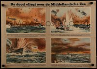2d098 DE DOOD VLIEGT OVER DE MIDDELLANDSE ZEE 17x26 Belgian WWII war poster 1940s Naval battle art