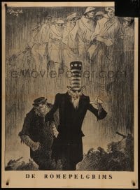 2d091 DE ROMEPELGRIMS 32x44 Dutch WWII war poster 1943 Hanich art of sinister Uncle Sam & Bull