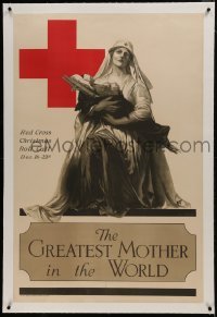 2d029 GREATEST MOTHER IN THE WORLD linen 28x42 WWI war poster 1918 Red Cross, Foringer art of nurse
