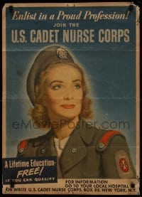 2d125 JOIN THE U.S. CADET NURSE CORPS 20x28 WWII war poster 1940s Edmundson art of pretty nurse