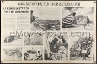 2d123 LA REMISE EN ETAT DU PORT DE CHERBOURG 40x60 English WWII war poster 1944 rebuilding port