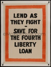 2d017 LEND AS THEY FIGHT linen 21x28 WWI war poster 1917 save for the fourth liberty loan