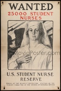 2d016 U.S. STUDENT NURSE RESERVE 28x42 WWI war poster 1917 Milton Bancroft art of nurse & soldiers