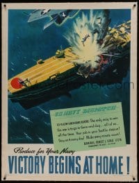 2d126 VICTORY BEGINS AT HOME U.S. NAVY DISPATCH linen 30x40 WWII war poster 1940s Jon Whitcomb art