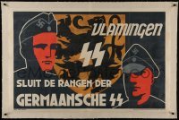 2d093 VLAMINGEN SLUIT DE RANGEN DER GERMAANSCHE SS linen 26x39 Belgian WWII war poster 1940s HDM
