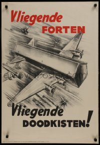 2d090 VLIEGENDE FORTEN VLIEGENDE DOODSKISTEN 22x32 Dutch WWII war poster 1943 B-17 Flying coffins