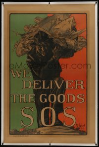 2d009 WE DELIVER THE GOODS linen 32x48 French WWI poster 1918 McMein art of sailor w/ ships on back