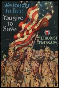 2d031 WE FOUGHT TO FREE YOU GIVE TO SAVE 20x30 poster 1919 Greer artwork of soldiers