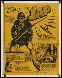 2d146 YOUR ENEMY THE JAP linen 18x24 WWII war poster 1944 Hotchkiss cartoon art, racist propaganda