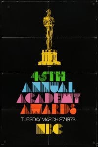 2f012 45TH ANNUAL ACADEMY AWARDS 1sh 1973 NBC, great artwork of the Oscar statuette!
