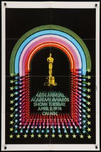 2f013 46TH ANNUAL ACADEMY AWARDS 1sh 1974 great image of Oscar statuette!