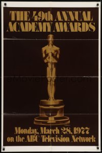 2f014 49TH ANNUAL ACADEMY AWARDS 1sh 1977 ABC, great image of golden Oscar statuette!